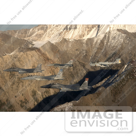 #8982 Picture of Five Fighter Jets Over Sawtooth Mountains by JVPD