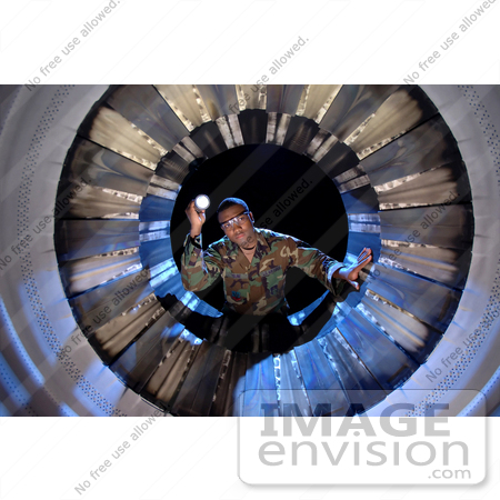 #9039 Picture of Inspecting Fan Blades of an F-16 by JVPD