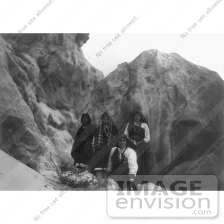 #9077 Picture of Acoma Indians With Pottery by JVPD