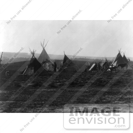 #9108 Picture of an Indian Encampment With Tipis by JVPD