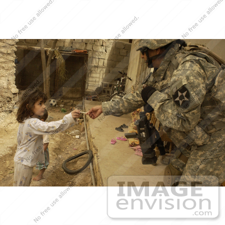 #9137 Picture of a Soldier Giving Candy to a Girl by JVPD