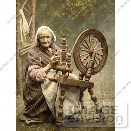 #9376 Picture of a Woman Using a Spinning Wheel by JVPD