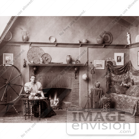 #9385 Picture of Frances Benjamin Johnston With Spinning Wheel by JVPD
