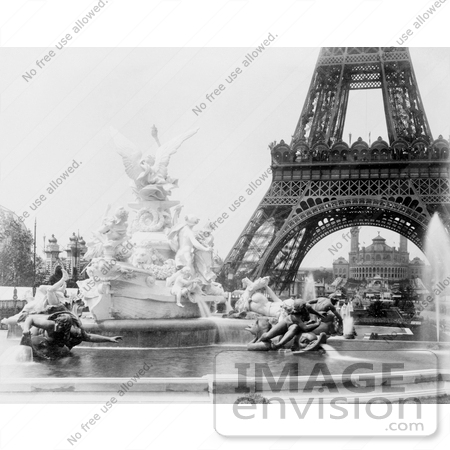 #9734 Picture of Fountain Coutan, Eiffel Tower, and Trocadero Palace by JVPD