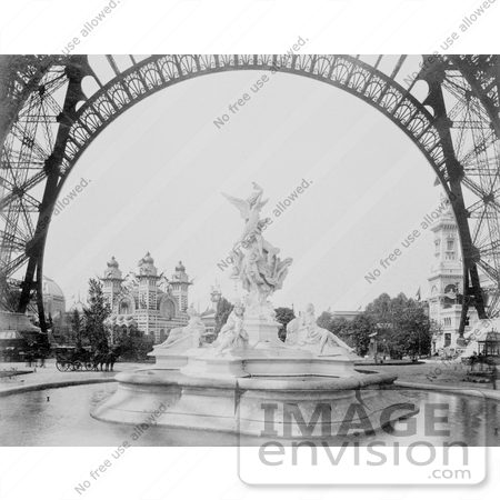 #9763 Picture of the Fountain St. Vidal With an Arch of the Eiffel Tower by JVPD