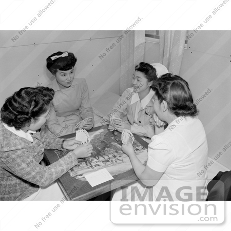 #9921 Picture of Nurses Playing a Game of Bridge by JVPD