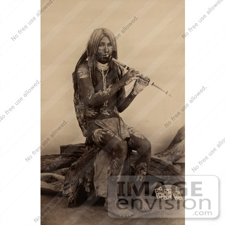 #9941 Picture of a Yuma Indian Playing a Flute by JVPD