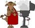 #12386 Brown Cow Cooking on a BBQ Clipart by DJArt