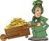 #12491 Irish Leprechaun Pushing a Wagon of Coins Clipart by DJArt
