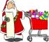 #12518 Santa With a Shopping List and a Cart Full of Toys Clipart by DJArt