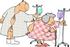 #12580 Elderly Man and Woman in Hospital Gowns With IVs Clipart by DJArt