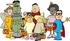 #13057 Group of Trick Or Treaters in Costume on Halloween Clipart by DJArt