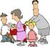 #13062 Caucasian Family SHopping at a Store Clipart by DJArt
