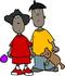 #13066 Two African American Children, Brother and Sister Clipart by DJArt