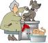 #13068 Senior Caucasian Woman Grooming a Dog and Cat Clipart by DJArt