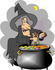 #13088 Witch Adding Ingredients to Her Potion in a Cauldron Clipart by DJArt
