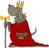 #13284 King Dog With Crown, Robe and Dog Bone Scepter Staff Clipart by DJArt