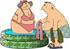 #13346 Overweight Middle Aged Couple at a Swimming Pool Clipart by DJArt