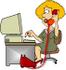 #13372 Middle Aged Blond Secretary Woman at a Desk Clipart by DJArt