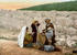 #14419 Picture of a Shoemaker Man and Children by a Wall in Jerusalem by JVPD