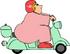 #14470 Chubby Blond Caucasian Woman in Pink, Riding a Vespa Clipart by DJArt