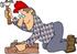 #14487 Carpenter Man Hammering a Nail Into Wood Clipart by DJArt