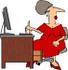 #14511 Multi Tasking Secretary Typing While Looking Away Clipart by DJArt