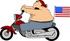 #14518 Shirtless, Middle Aged Caucasian Biker Man on a Motorcycle With an American Flag Clipart by DJArt