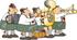 #14546 German Band With Accordion (Accordian, Squeezebox), Trumpet, Tuba, and Trombone Players Clipart by DJArt