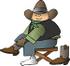 #14597 Caucasian Cowboy Putting Socks on Over His Boots Clipart by DJArt