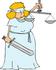#14654 Lady Justice, Blindfolded Woman Holding a Sword and Scales Clipart by DJArt