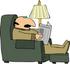 #14763 Man in His Pajamas Reading a Newspaper While Sitting in a Chair Clipart by DJArt