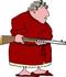 #14779 Angry Woman on PMS, Holding a Rifle Clipart by DJArt