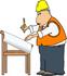 #14794 Project Engineer Architect Man Working on Blueprints Clipart by DJArt