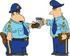 #14803 Caucasian Policemen Toasting With a Donut and Coffee Clipart by DJArt