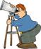#14832 Astronomer Man Looking Through a Telescope Clipart by DJArt