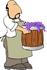 #14836 Grape Farmer Carrying a Barrel of Purple Grapes Clipart by DJArt