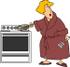 #14908 Blond Caucasian Woman Cooking Eggs Clipart by DJArt