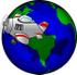 #14921 Airplane Flying Around the Earth Clipart by DJArt
