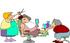 #15003 Woman Getting a Haircut and Pedicure at a Spa Clipart by DJArt