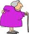 #15024 Old Woman With a Sore Back, Using a Cane Clipart by DJArt