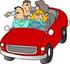 #15048 Two Caucasian Couples Riding in a Convertible Car Clipart by DJArt