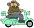#15813 Caucasian Cowboy Man Riding a Green Motor Scooter Clipart by DJArt