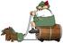 #17240 Caucasian Oktoberfest Man on a Beer Keg Wagon, Being Pulled by Two Dashund Dogs Clipart by DJArt