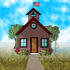 #17252 One Room Schoolhouse With a Bell Tower, American Flag and Tether Ball Pole Clipart by DJArt