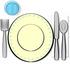 #17264 Table Place Setting With a Cup, Fork, Plate, Knife, Spoon and Napkin Clipart by DJArt