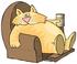 #17343 Chubby Lazy Orange Cat Drinking and Sitting With His Feet Up in a Lazy Chair Clipart by DJArt