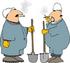 #17434 Two Men With Shovels Enjoying Cigarettes on a Smoke Break Clipart by DJArt