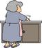 #17475 Senior Woman Washing Dishes at a Kitchen Sink Clipart by DJArt