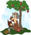 #17493 Isaac Newton Reading a Book Under an Apple Tree Clipart by DJArt